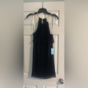 Express Size 8 Black pleated dress. Gold chain neck detail. New with tags!!